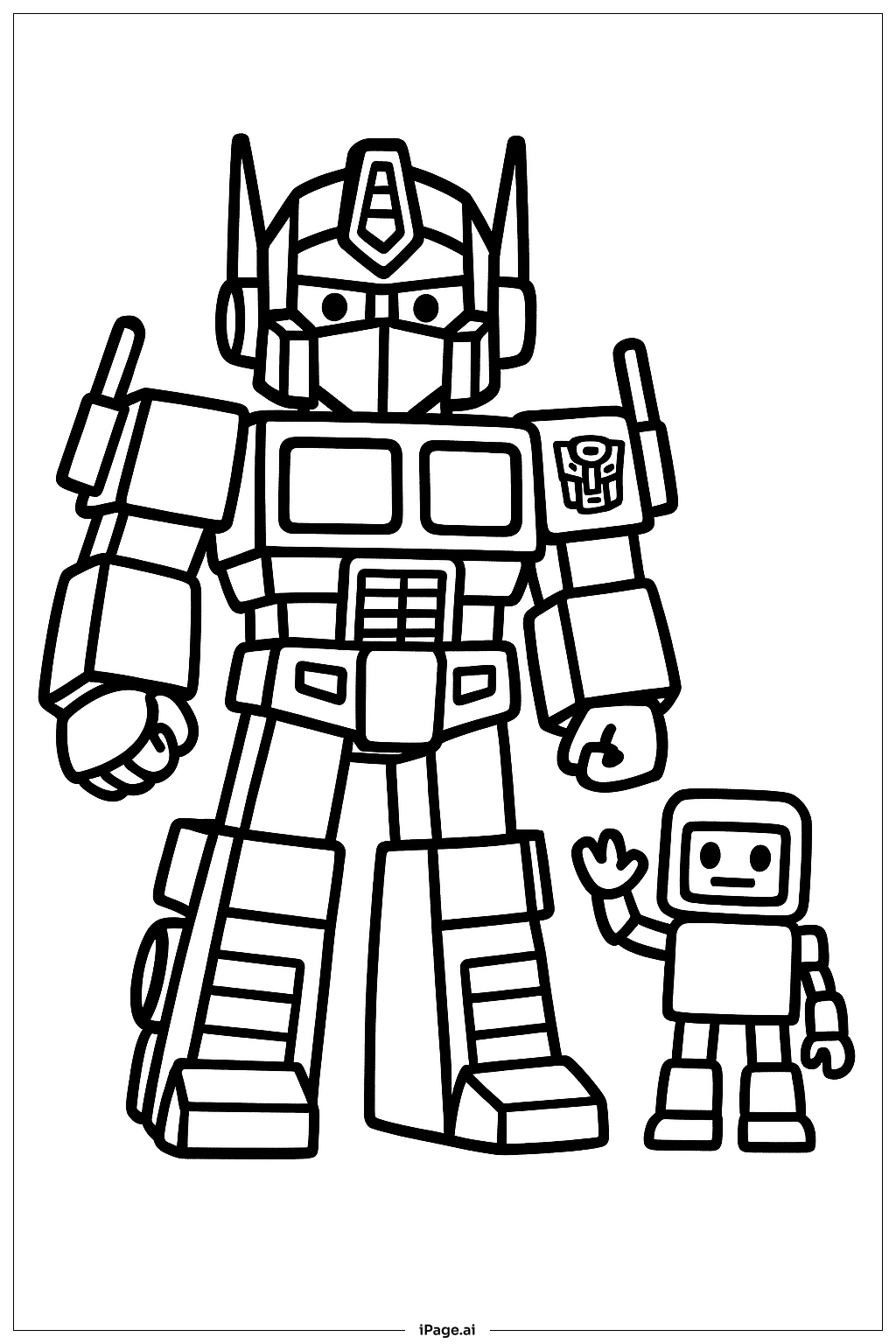  Página para colorir de Optimus Prime Pequeno Amigo Robô 
