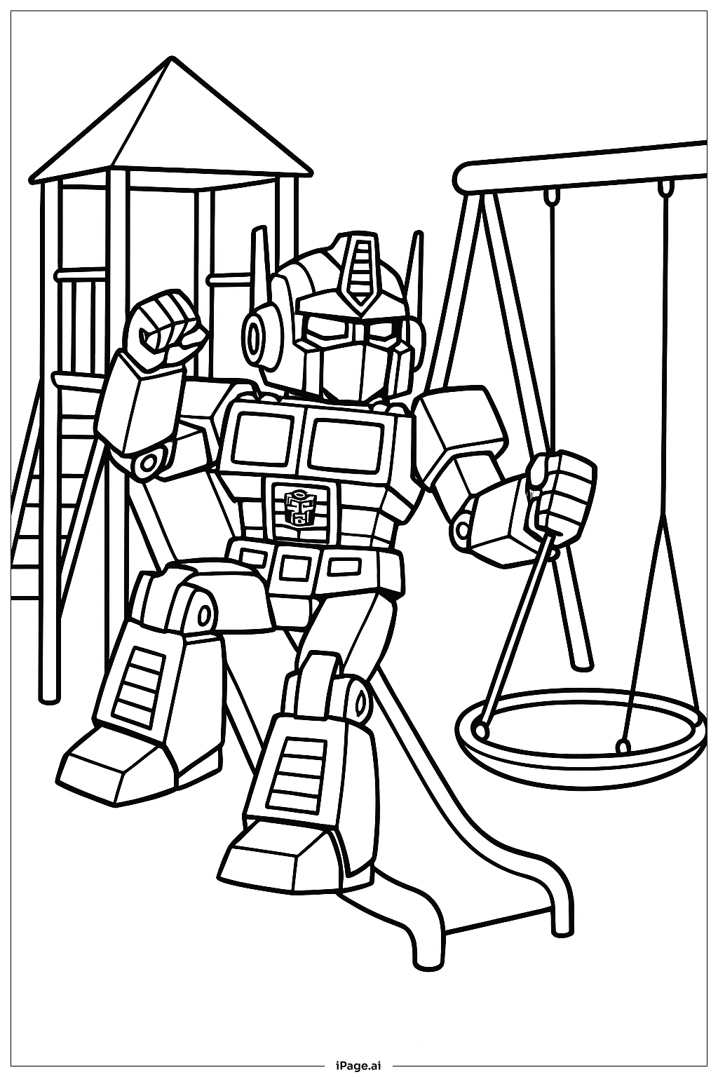 Optimus Prime On Playground Coloring Page