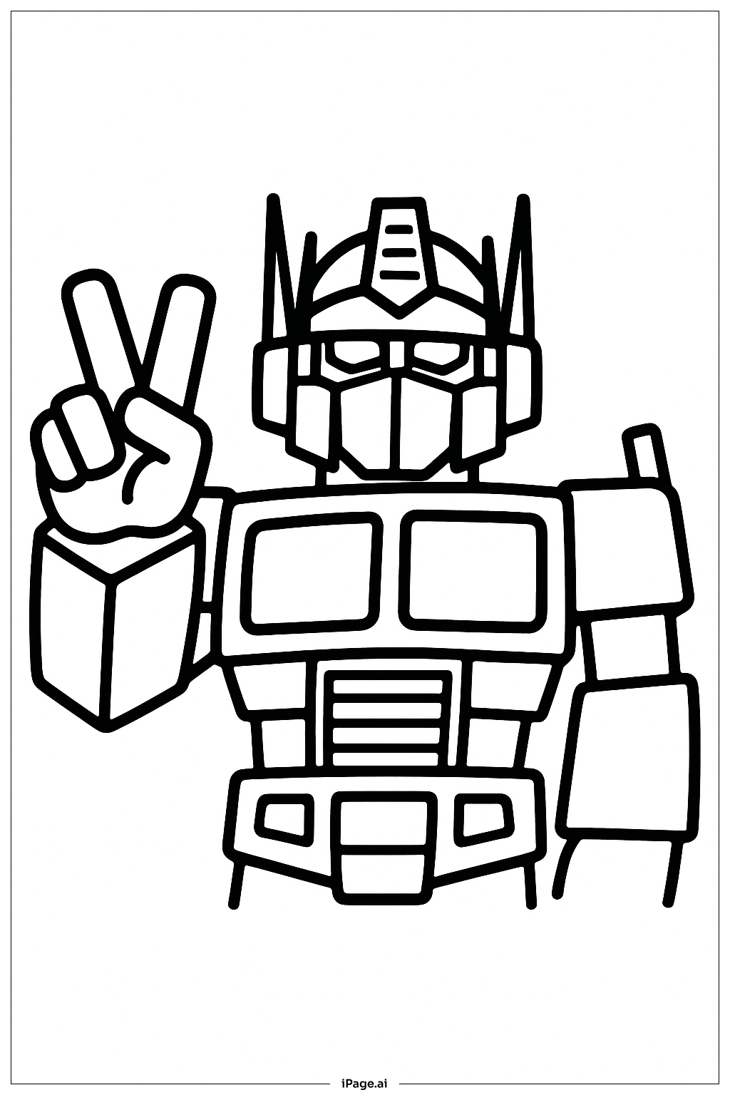 Optimus Prime Peace Pose Coloring Page