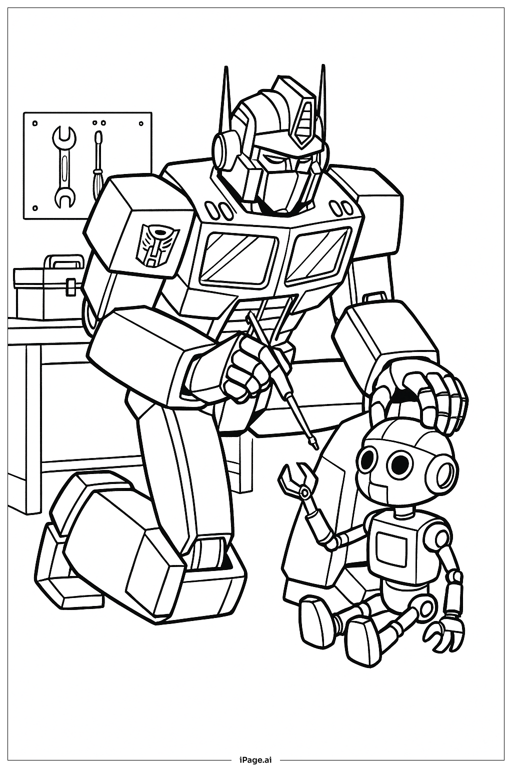  擎天柱修理机器人填色页 