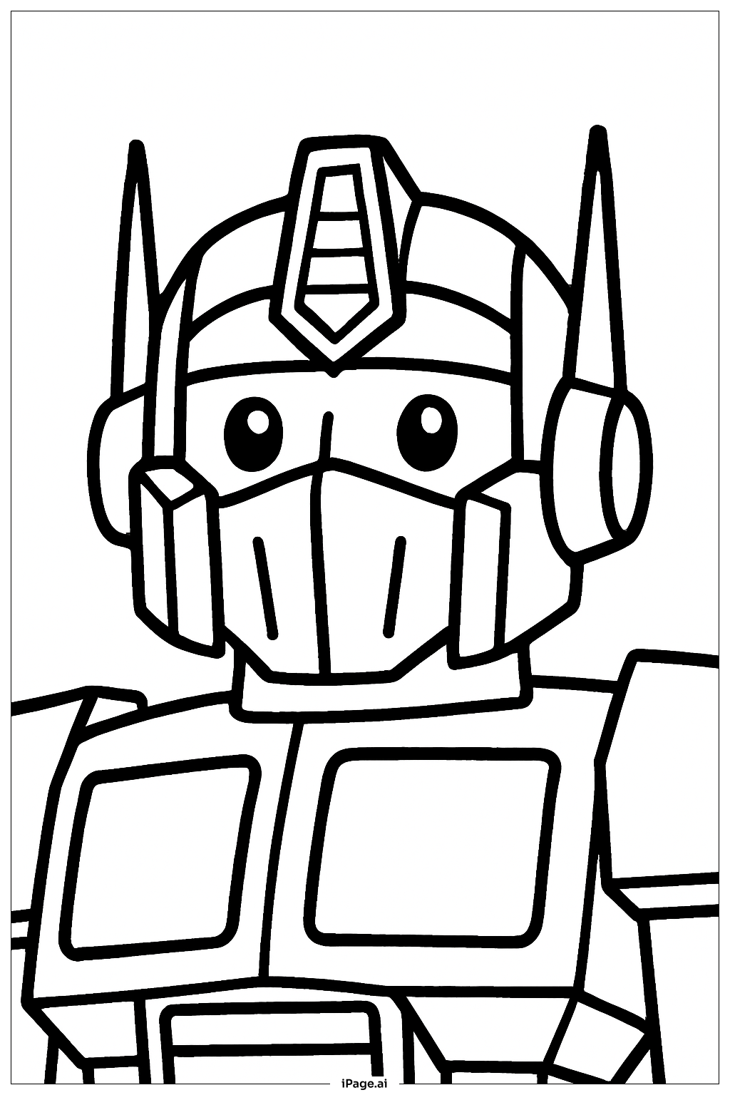  Página para colorir de Rosto Simples em Close do Optimus Prime 