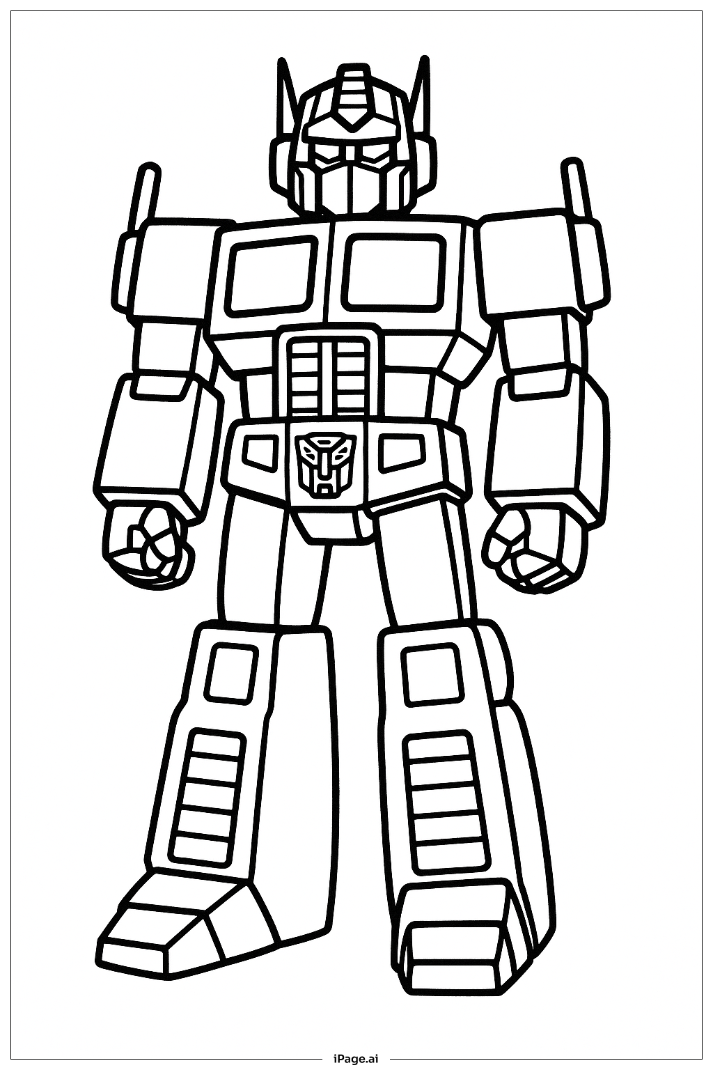  Página para colorir de Optimus Prime em Pé 