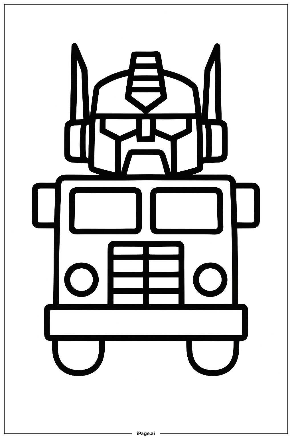  Página para colorir de Vista Frontal do Caminhão Optimus Prime 