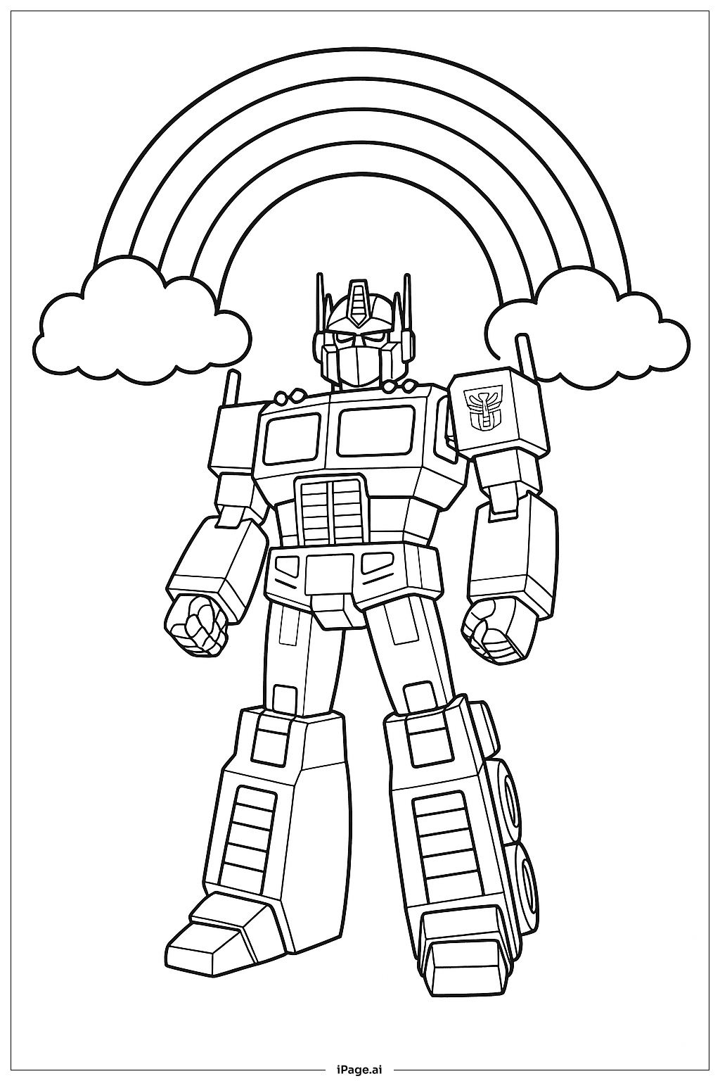  彩虹下的擎天柱著色頁 