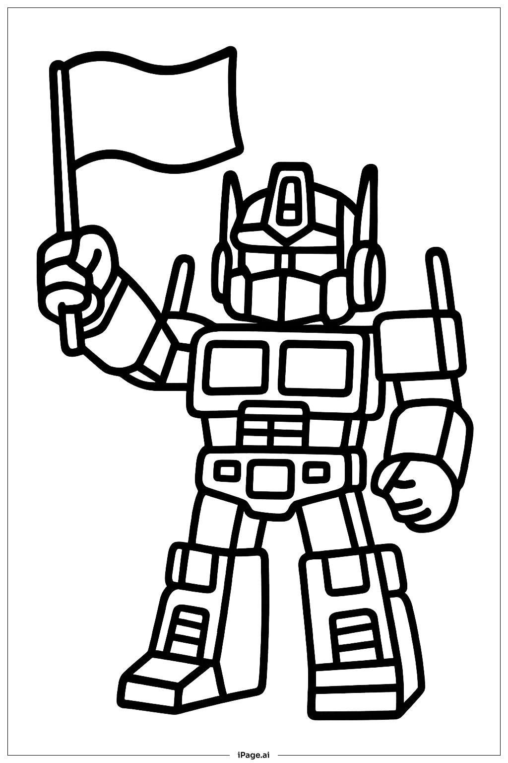 Optimus Prime Waving Flag Coloring Page