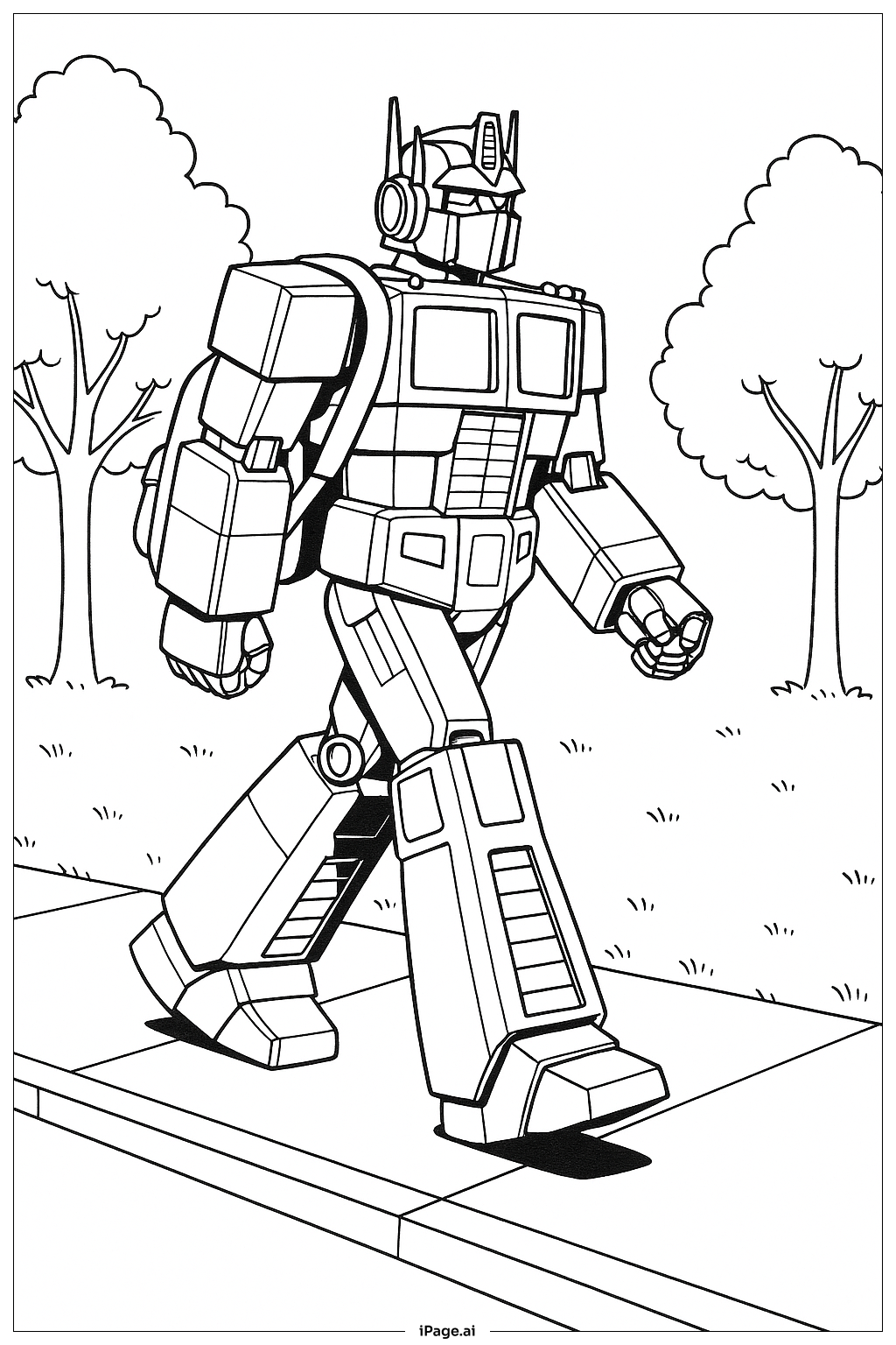  Optimus Prime With Backpack Coloring Page 