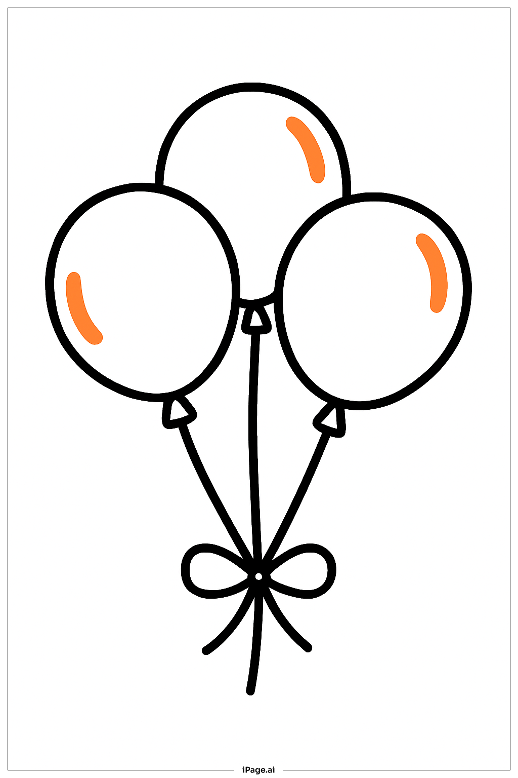  오렌지 풍선 꽃다발 색칠공부 페이지 