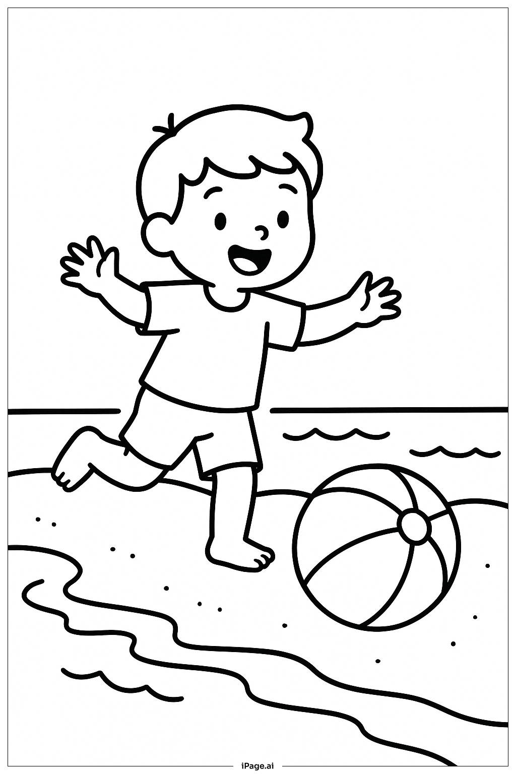  오렌지 비치 볼 놀이 색칠공부 페이지 