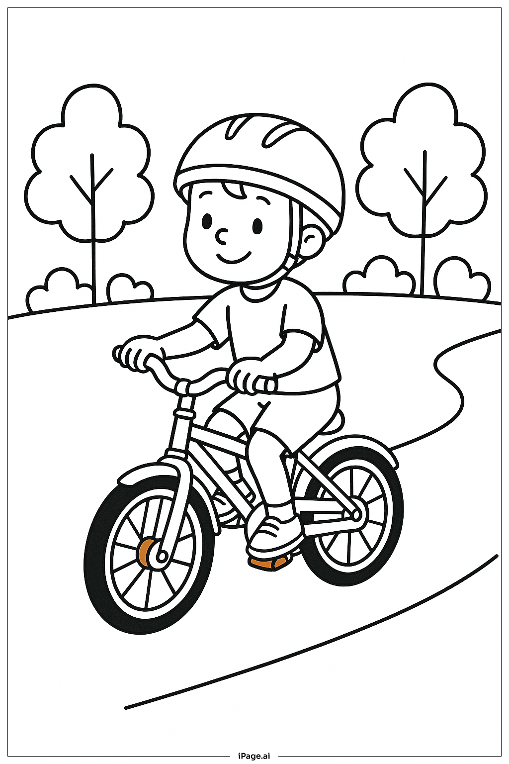  오렌지 자전거 타기 색칠공부 페이지 