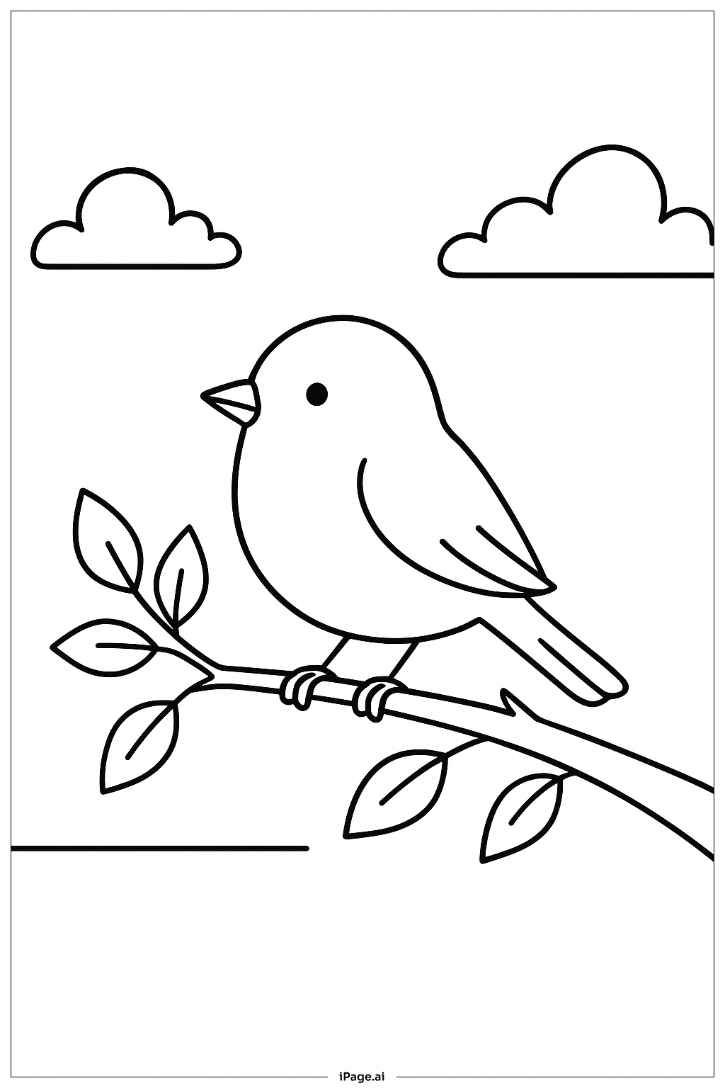  가지에 앉은 오렌지 새 색칠공부 페이지 