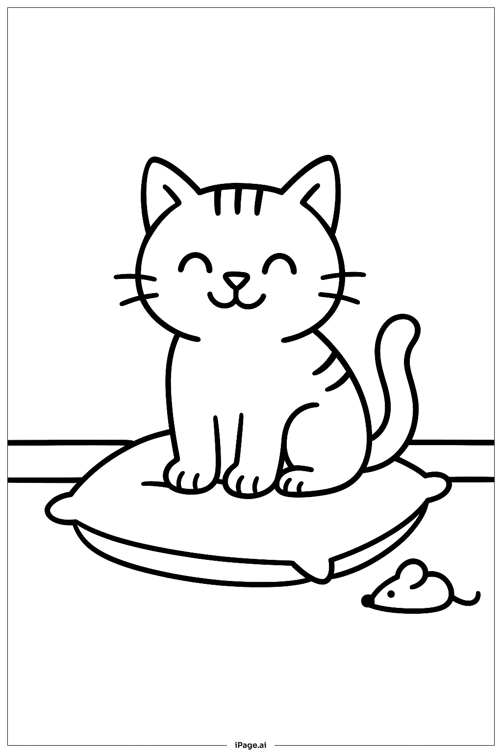  베개 위의 주황 고양이 색칠공부 페이지 