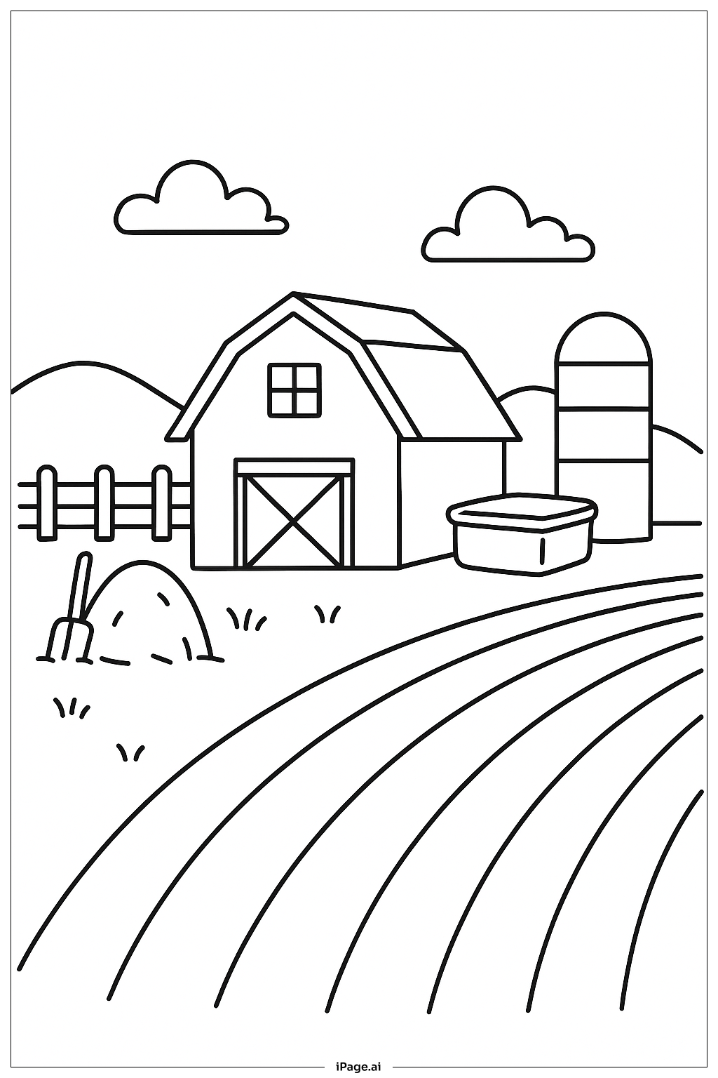  오렌지 농장 풍경 색칠공부 페이지 