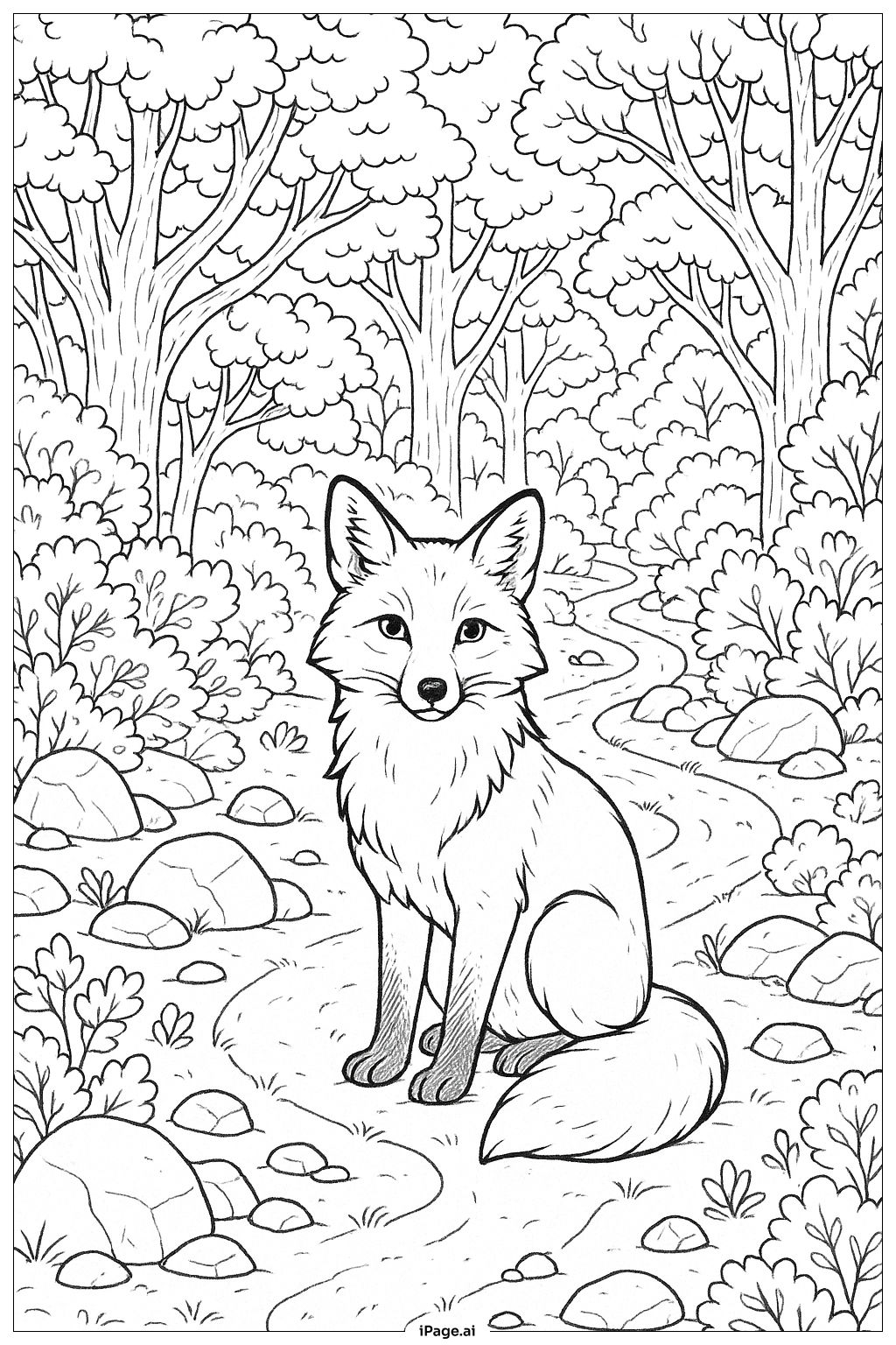  숲속의 오렌지 여우 색칠공부 페이지 