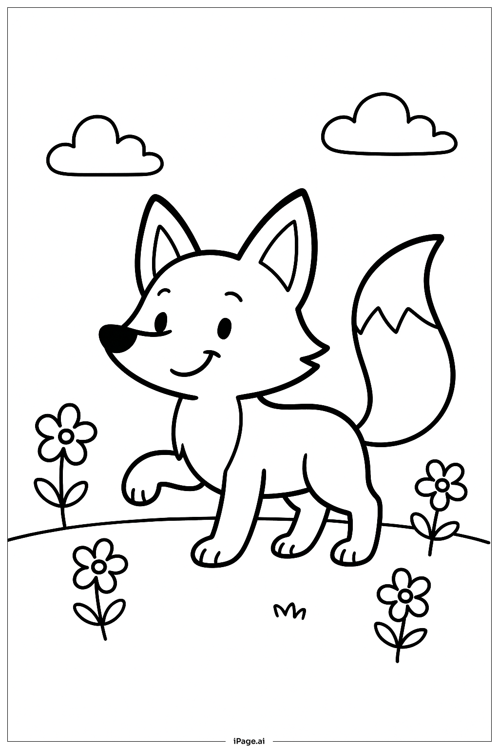  주황색 여우 놀이 색칠공부 페이지 