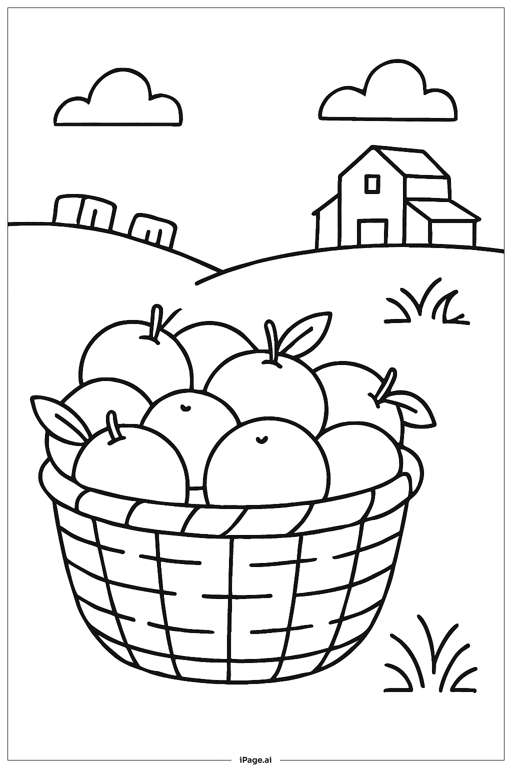 오렌지 수확 바구니 색칠공부 페이지 