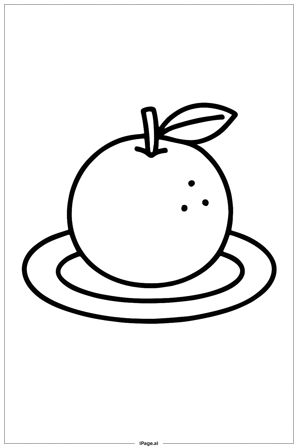  접시에 올려진 오렌지 색칠공부 페이지 