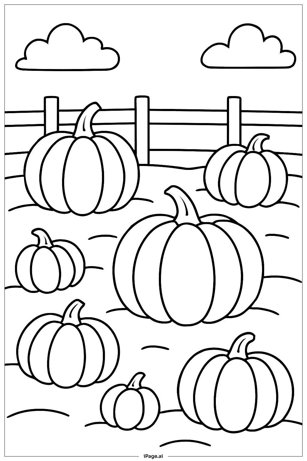  주황색 호박밭 색칠공부 페이지 