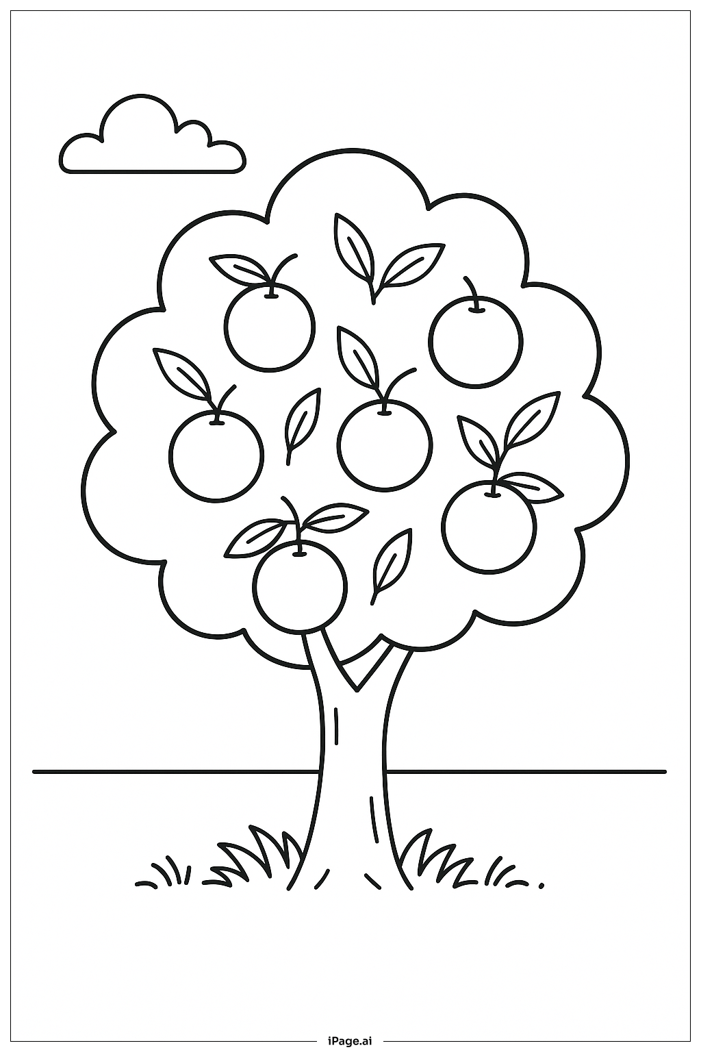  과일이 달린 오렌지 나무 색칠공부 페이지 