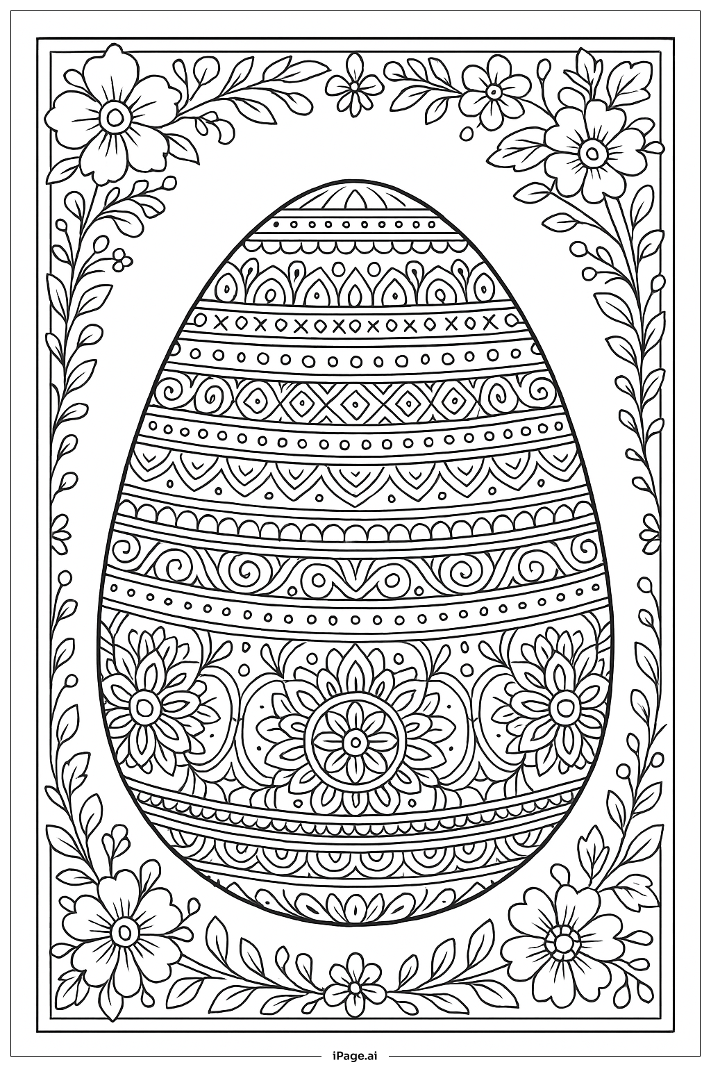  Página para colorear de Mandala de Huevo de Pascua Ornado 