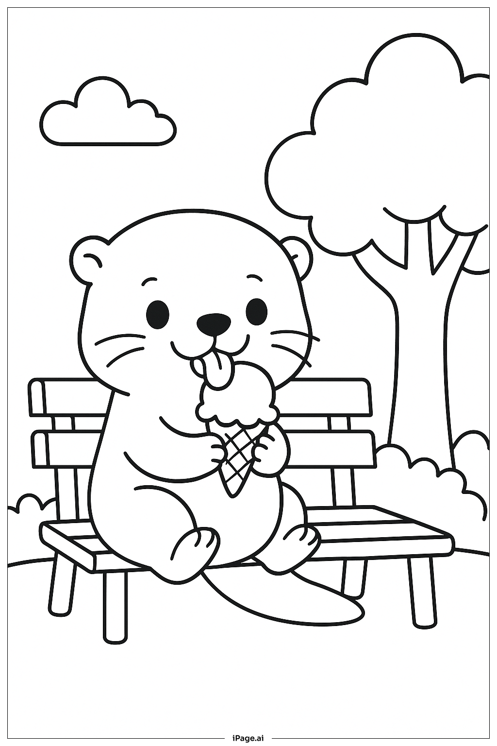 カワウソがアイスクリームを食べている