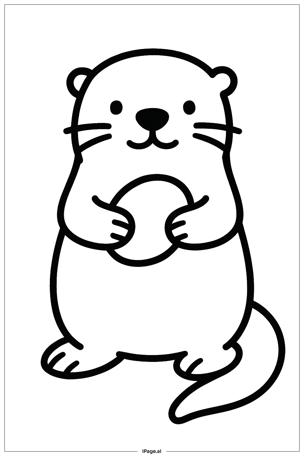  小石を持つカワウソの塗り絵ページ 