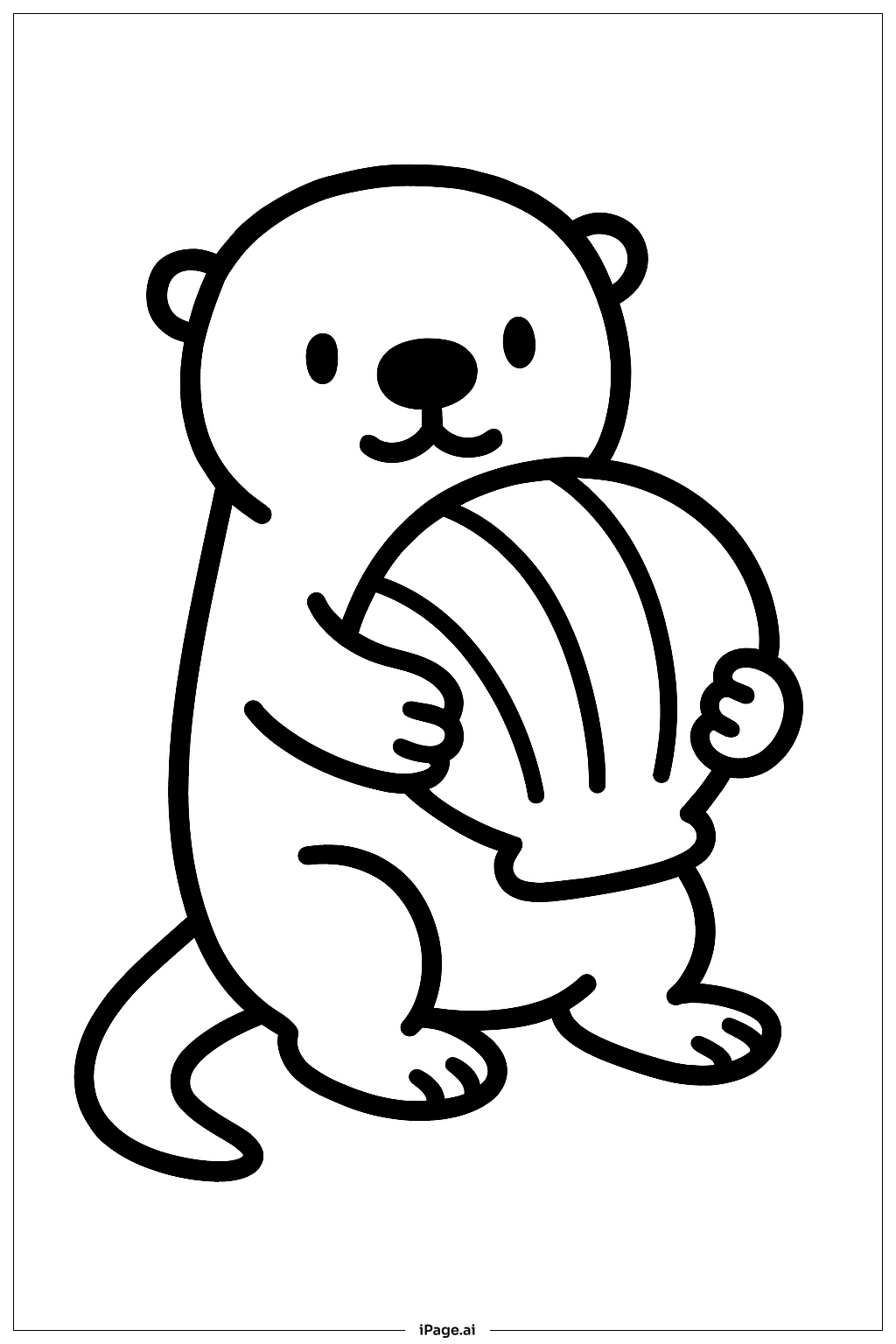  貝を持つカワウソの塗り絵ページ 