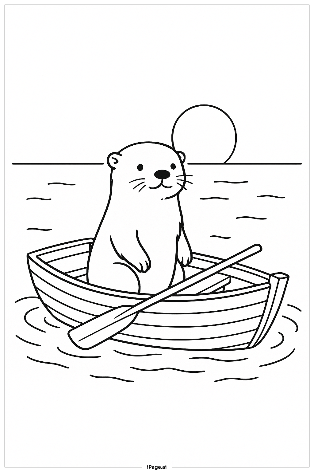  小さなボートのカワウソの塗り絵ページ 