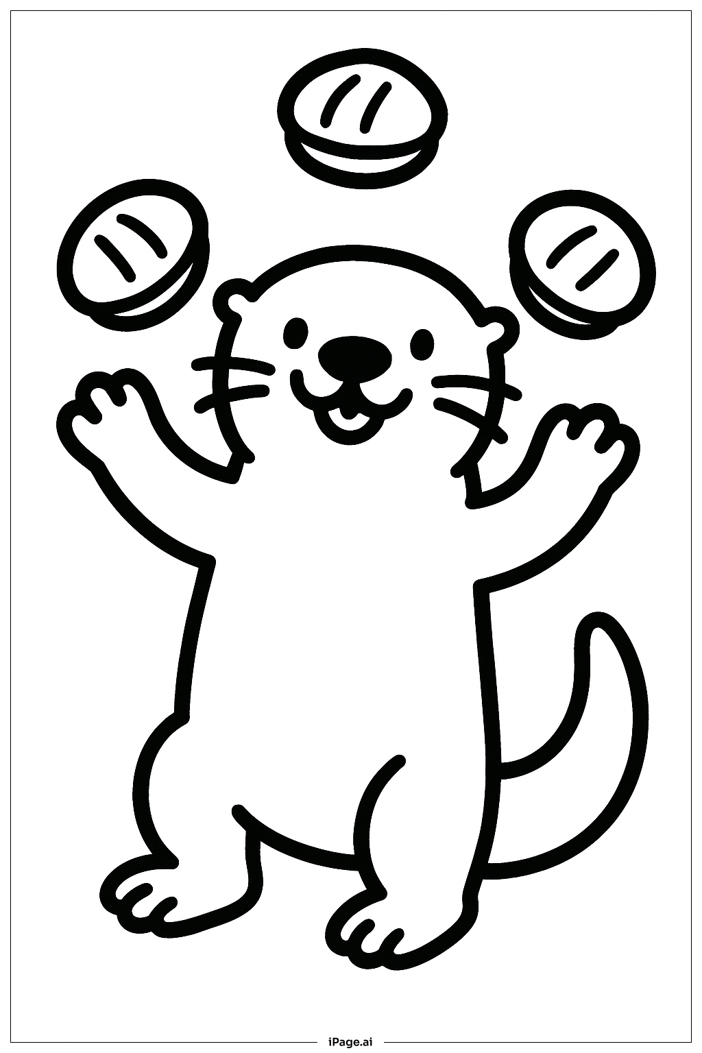  カワウソの貝投げの塗り絵ページ 