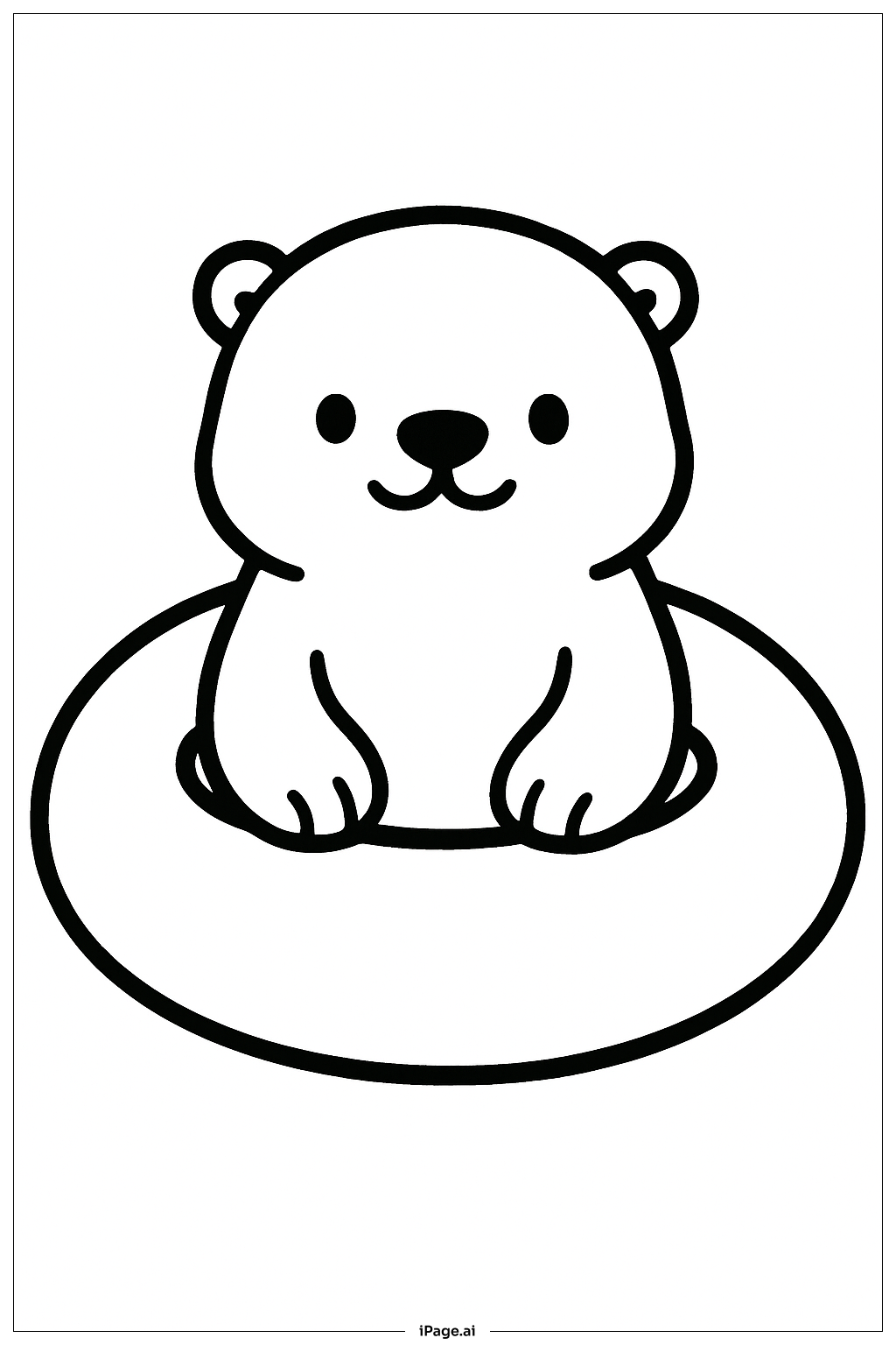  浮き輪に乗ったカワウソの塗り絵ページ 