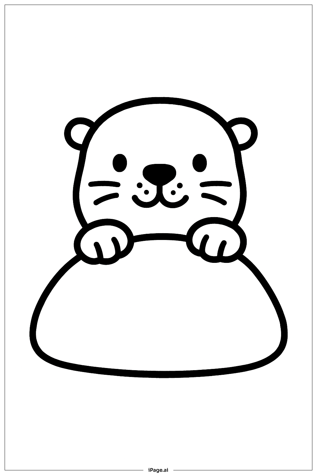  岩の上からひょっこりカワウソの塗り絵ページ 