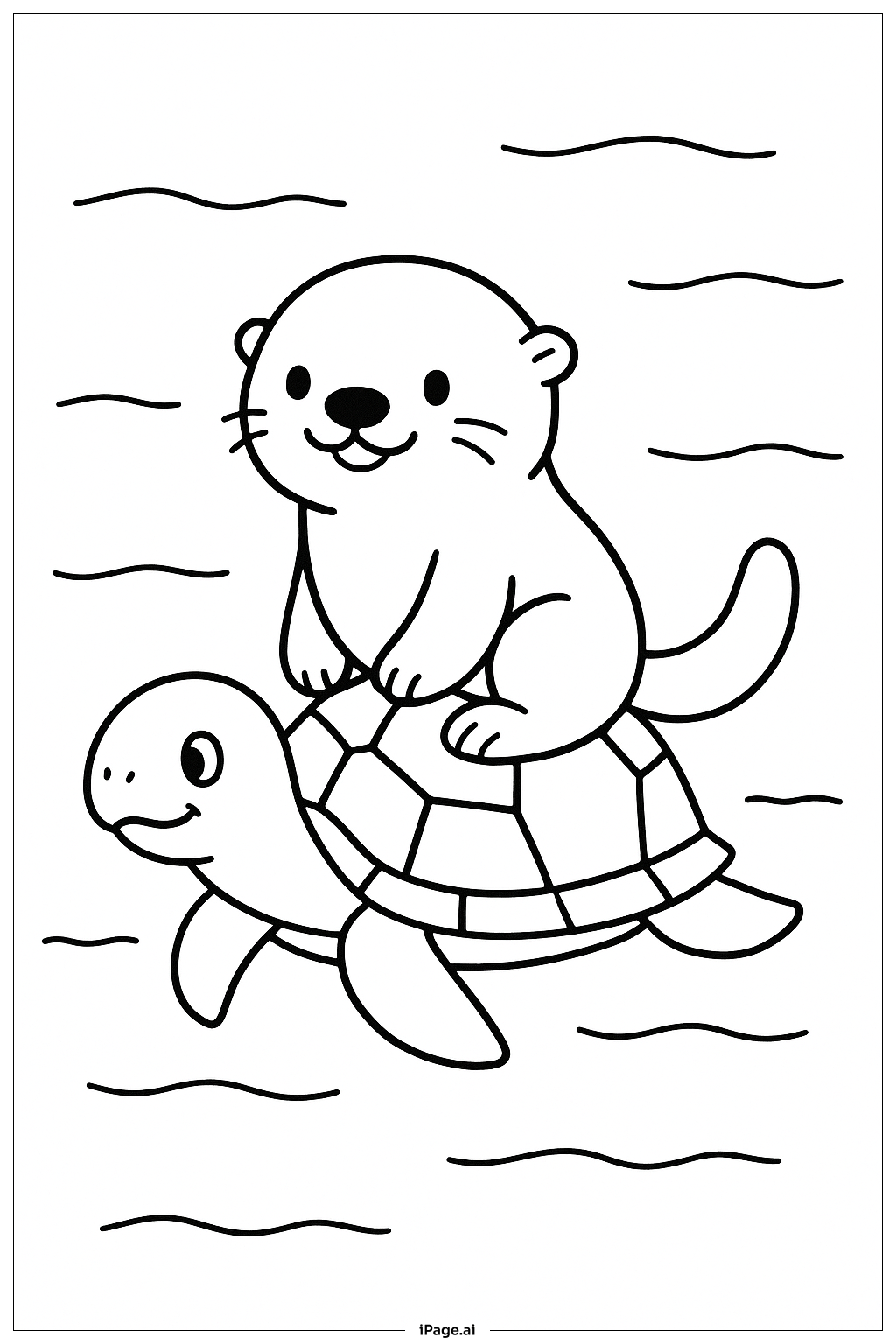 Loutre chevauchant une tortue