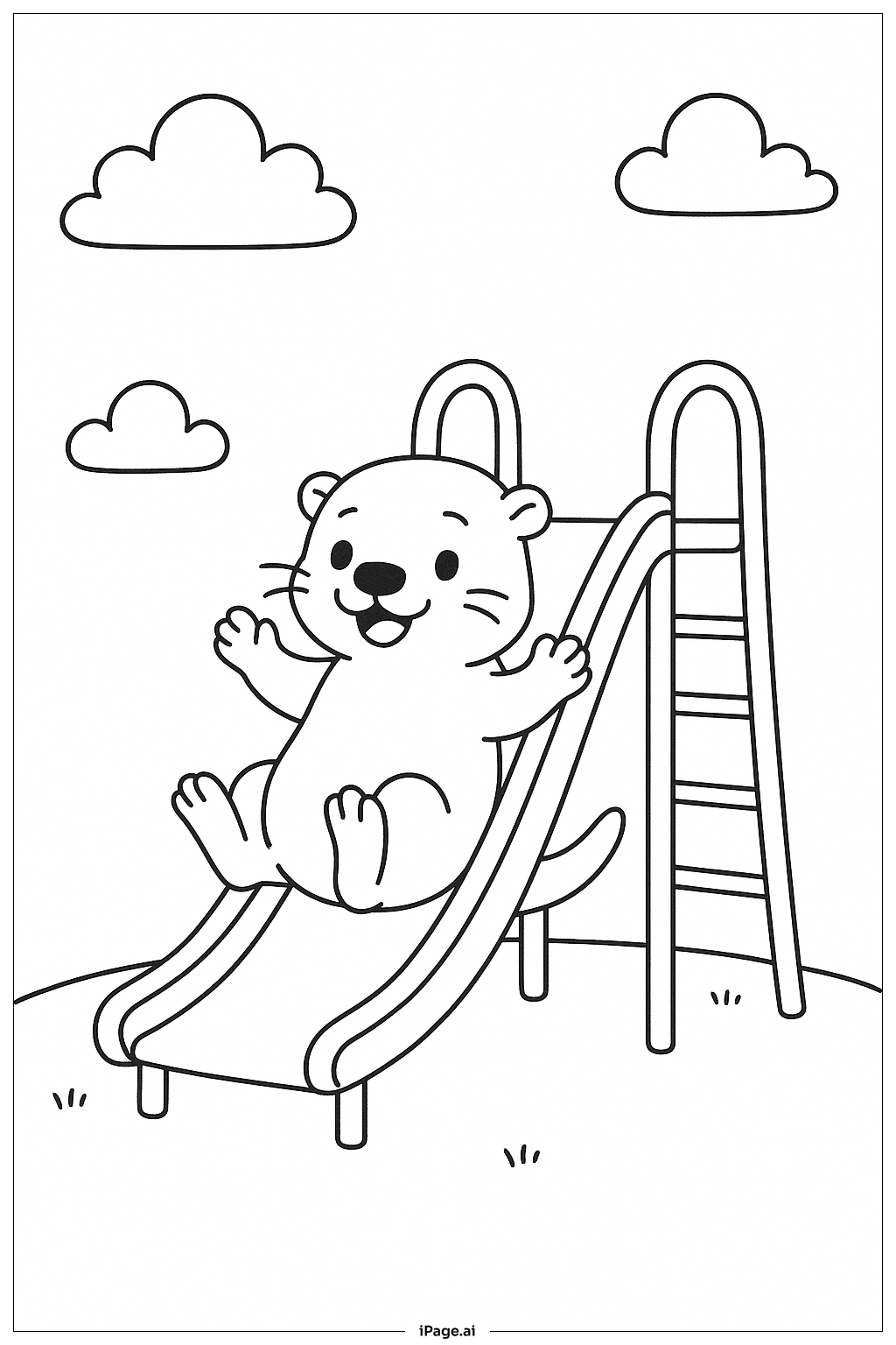  Página para colorear de Nutria deslizándose por el tobogán 