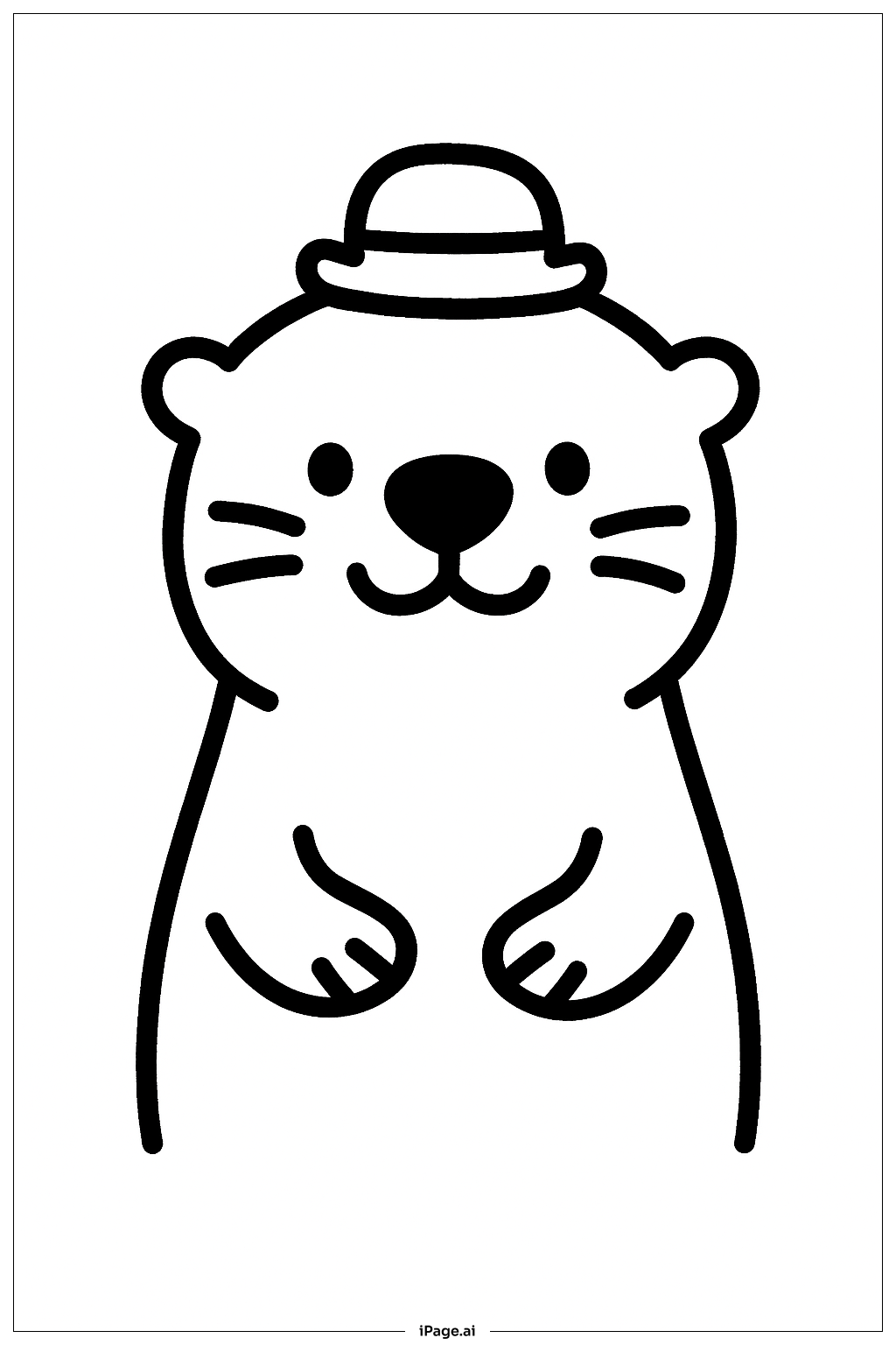  帽子をかぶったカワウソの塗り絵ページ 