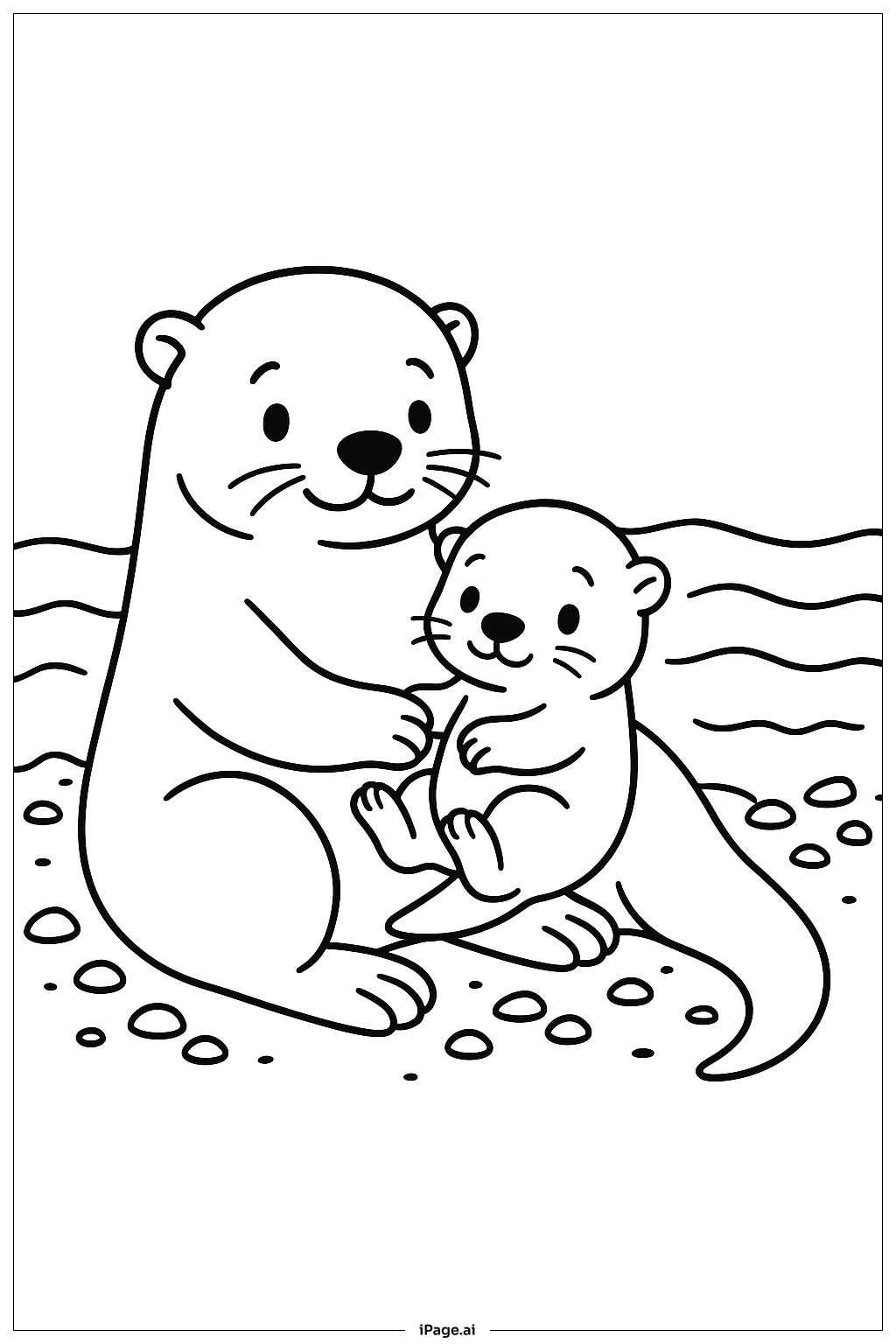  Página para colorear de Nutria con cría 