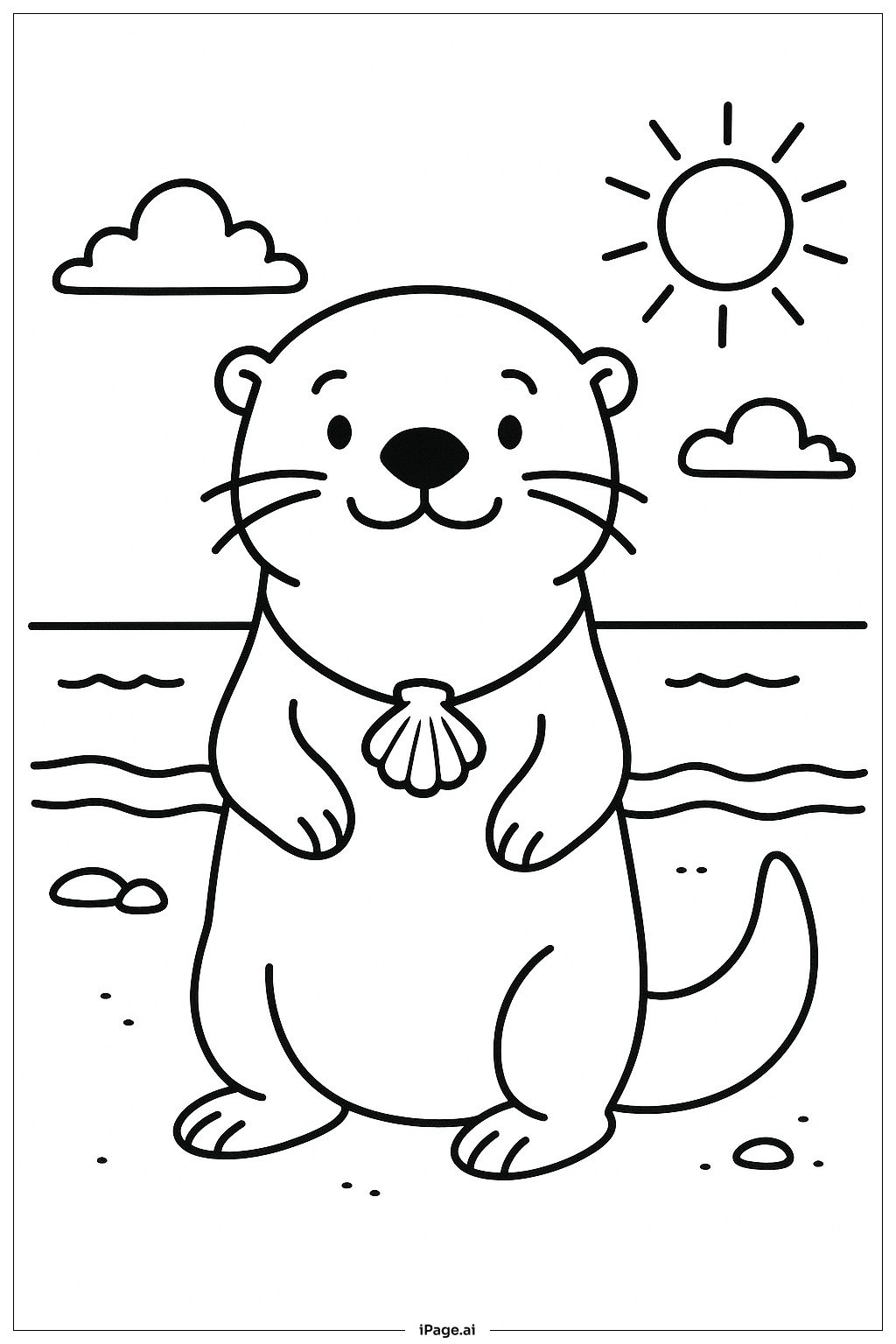  Página para colorear de Nutria con collar de conchas 