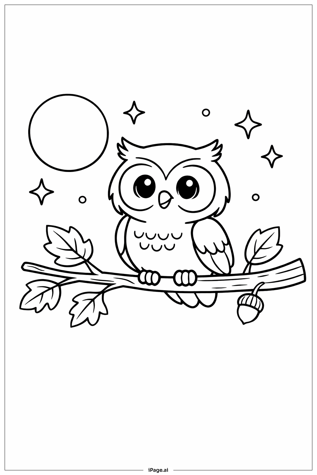  秋季樹枝上的貓頭鷹著色頁 