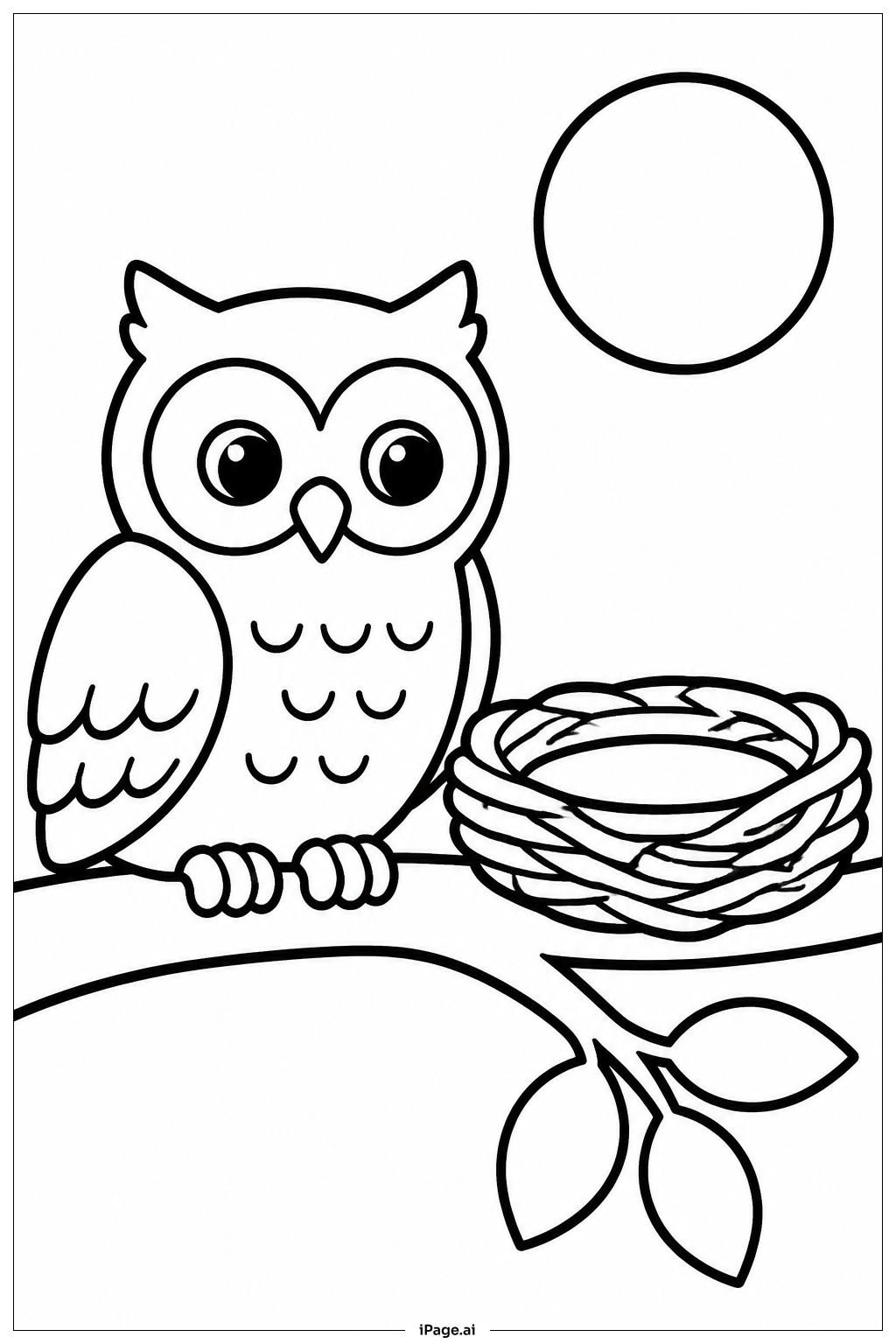 Eule mit Nest Ausmalseite