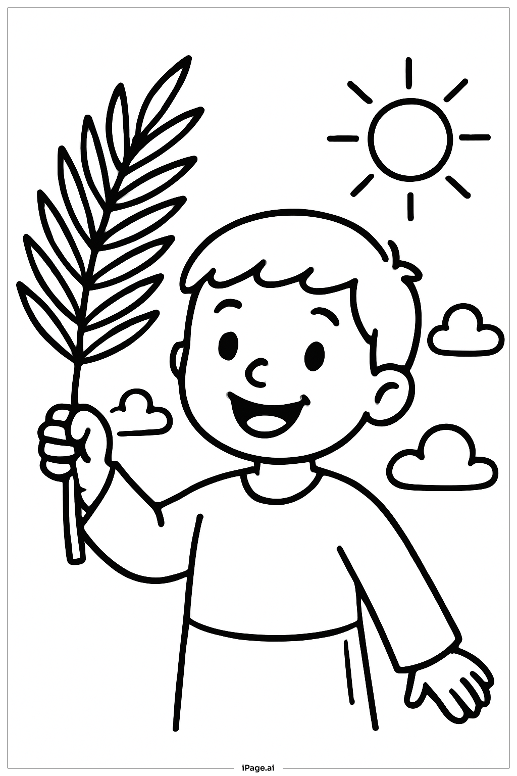 Palm Sunday Boy Waving Palm