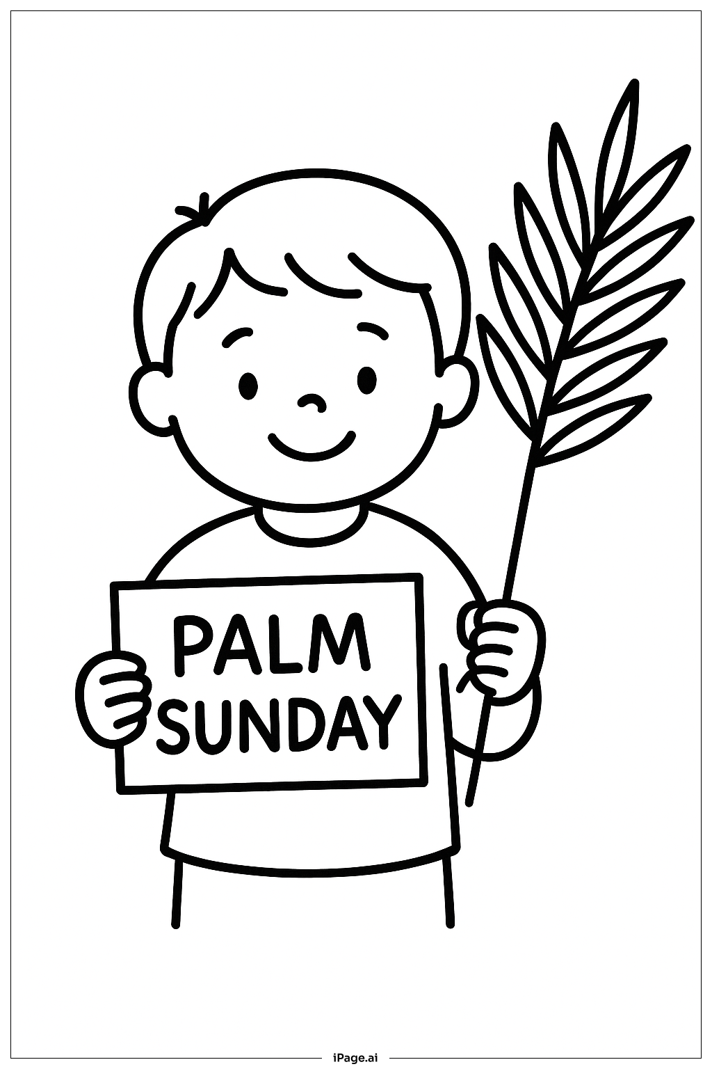  Palm Sunday Child with Sign Coloring Page 