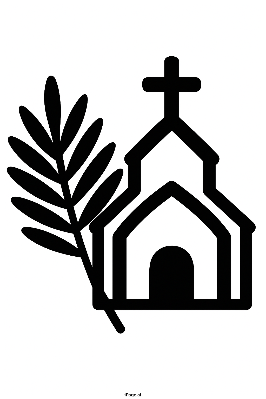 Palm Sunday Church Silhouette Coloring Page 