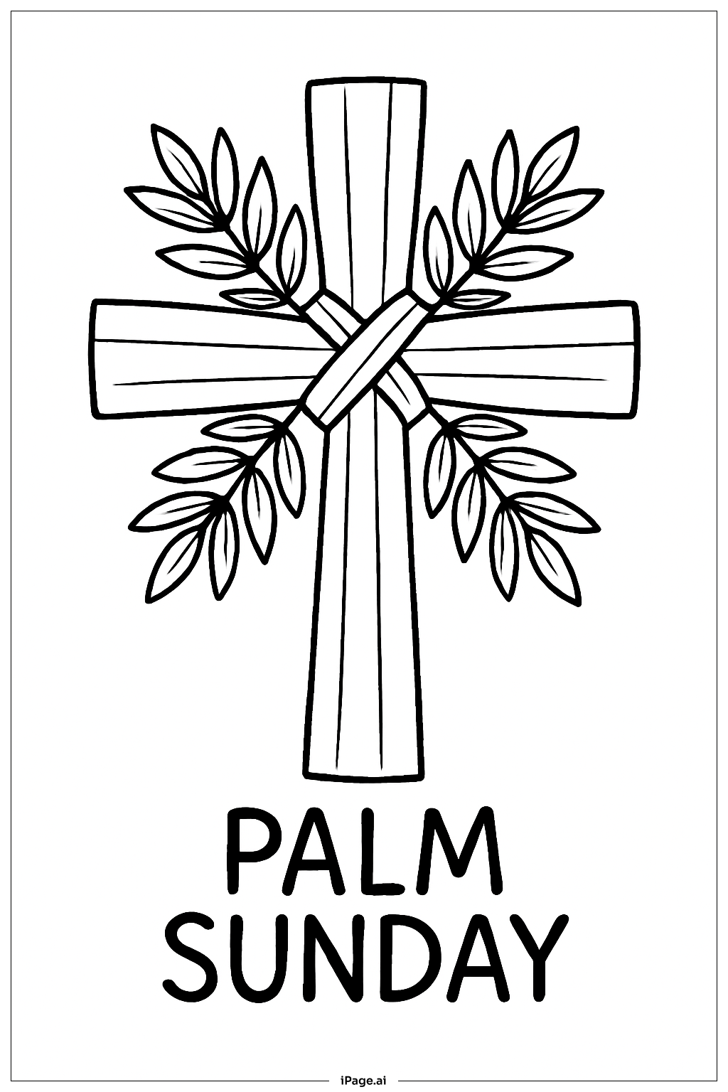  Palm Sunday Cross with Palms Coloring Page 