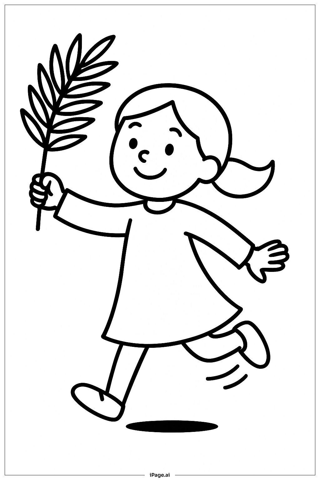  Palm Sunday Girl Skipping Coloring Page 
