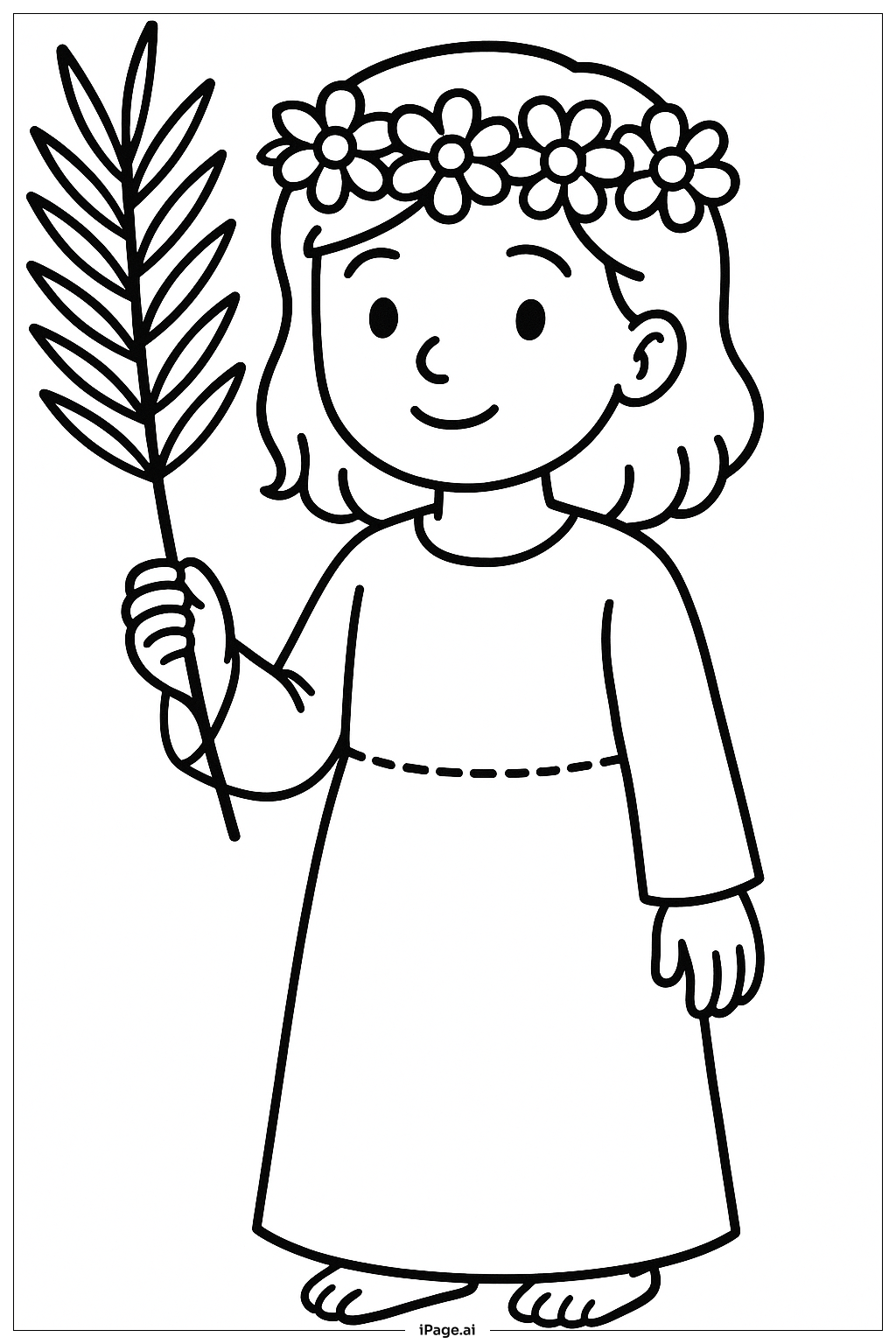 花冠をかぶった枝の主日（パームサンデー）の少女