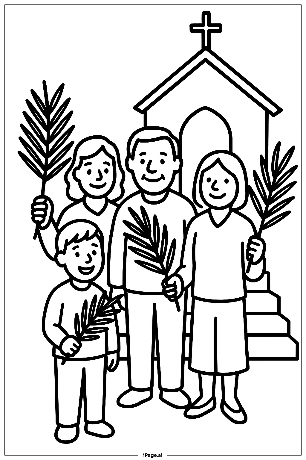  Trang tô màu Nhóm Chủ Nhật Lễ Lá bên Bậc Thềm Nhà Thờ 
