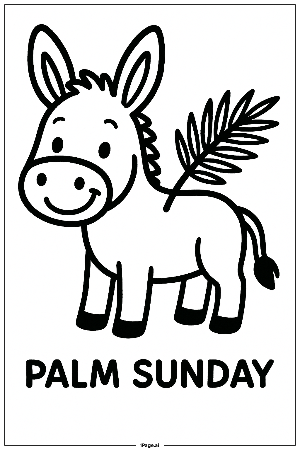  Palm Sunday Happy Donkey Coloring Page 