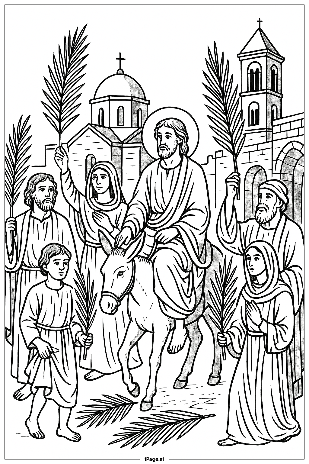  棕枝主日歷史重現著色頁 