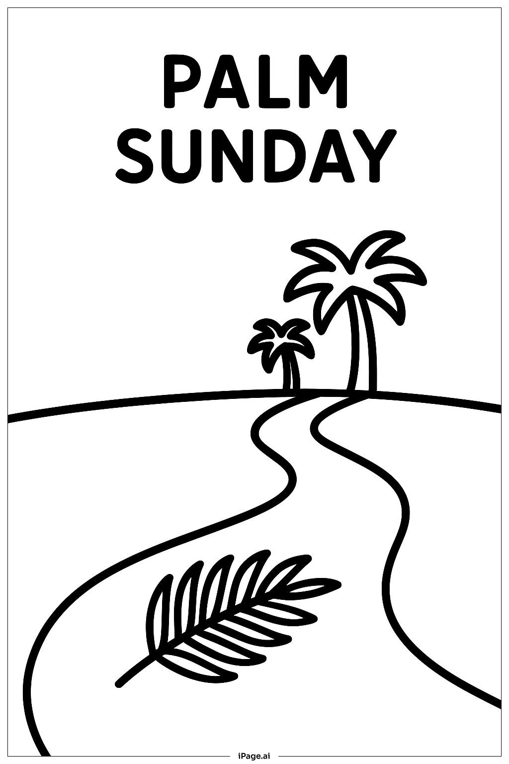  Palm Sunday Palm on Path Coloring Page 