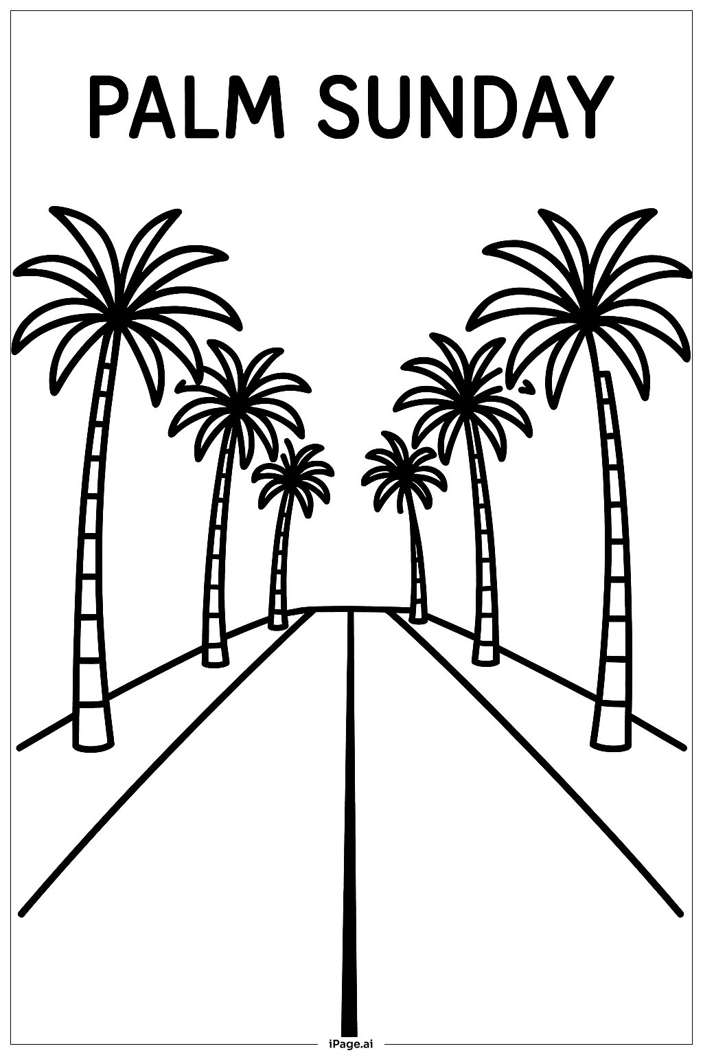  Trang tô màu Con Đường Chủ Nhật Lá Cọ Hai Bên Đường 