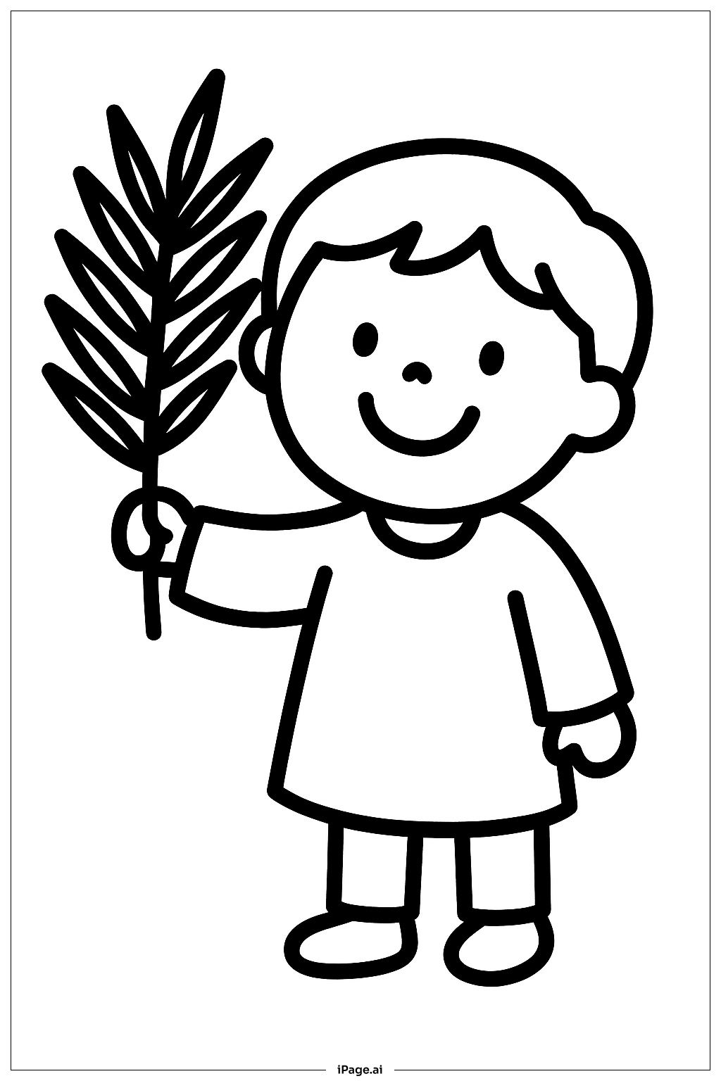  Palm Sunday Smiling Child with Palm Coloring Page 