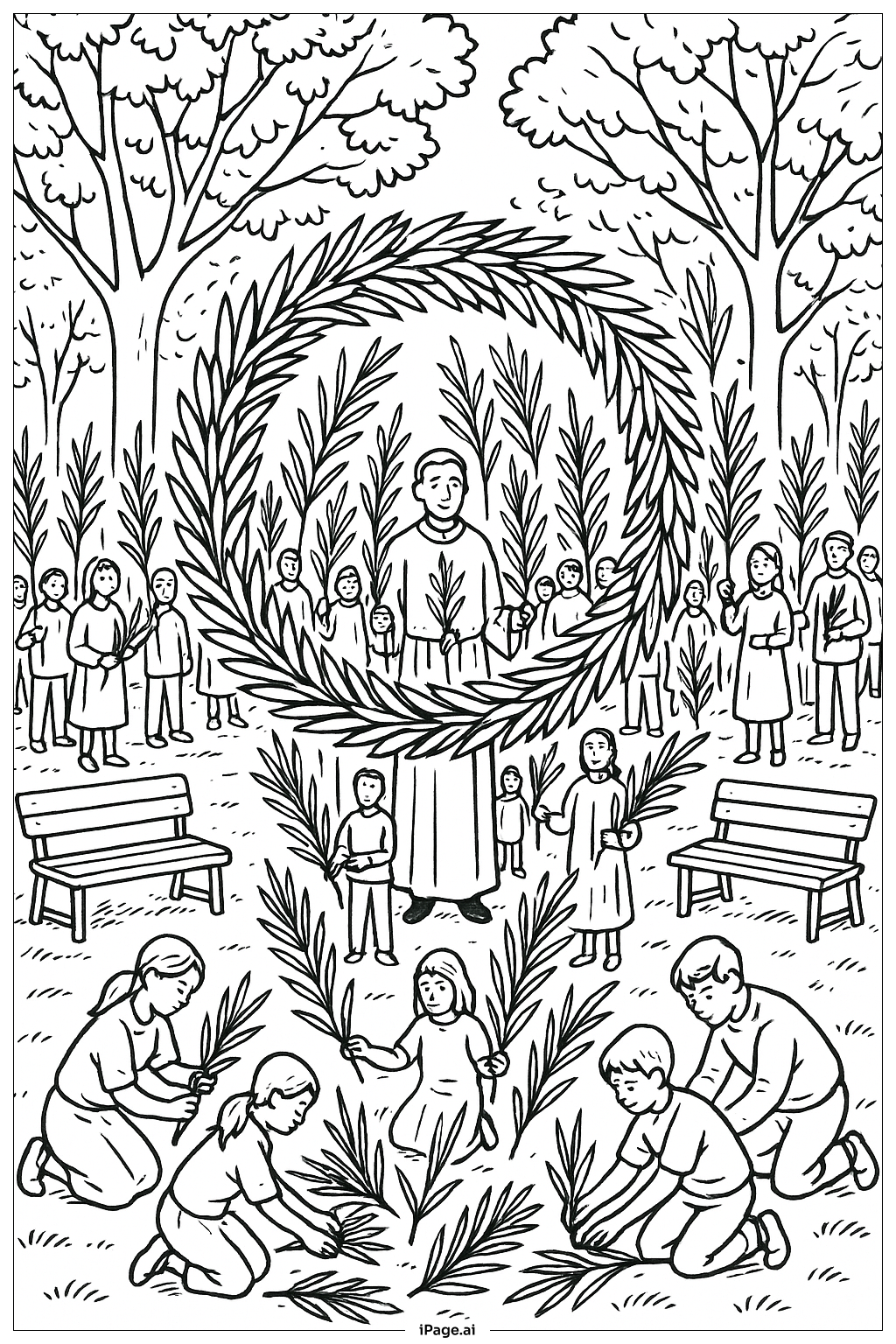  棕枝主日花環典禮著色頁 